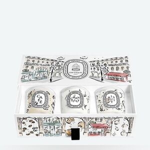 DIPTYQUE Parisian Trio Cafe Chantilly Biscuit Box Set 3 Candles x 70g NEW NIB